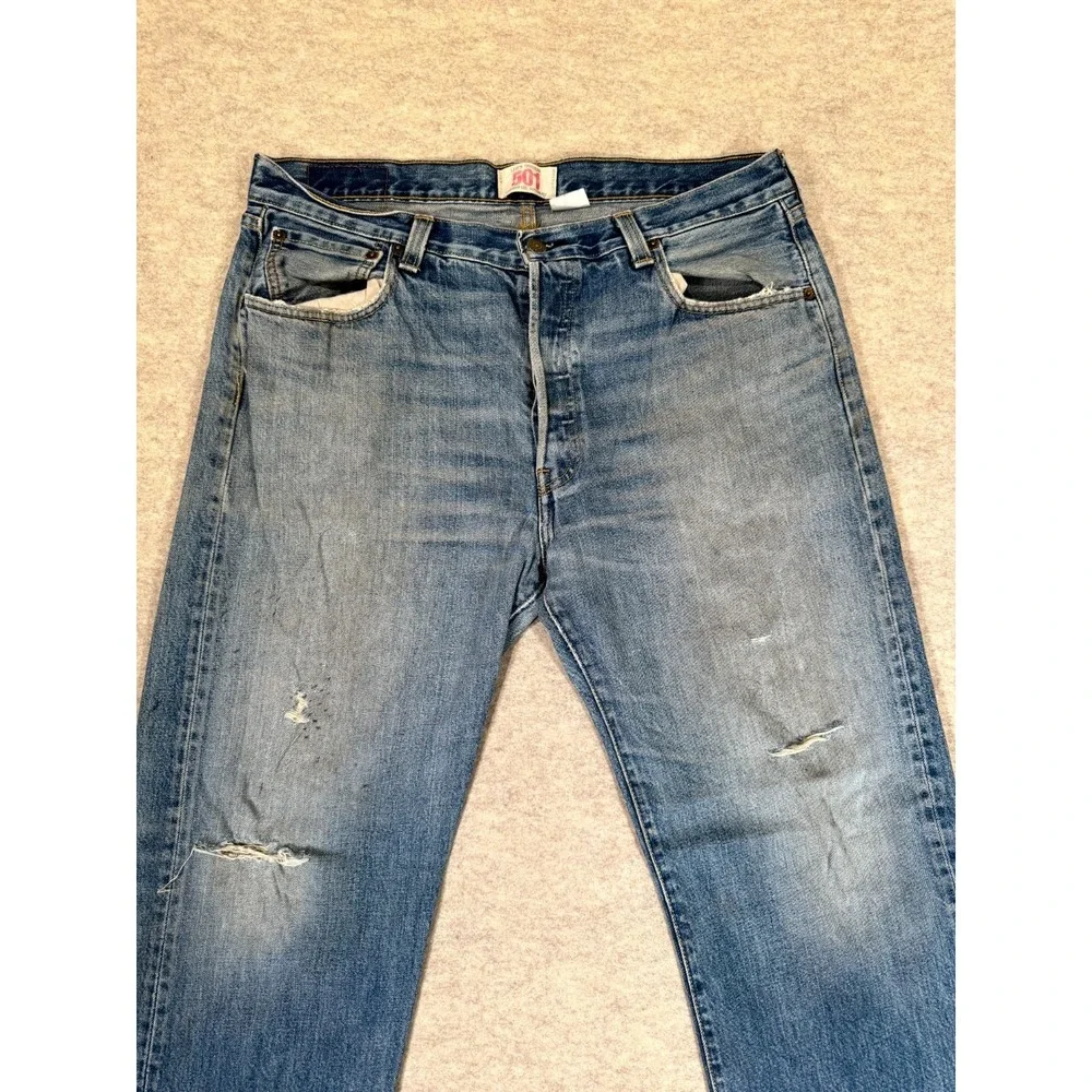 Levis 501 Original Fit Jeans Men 36x30 Blue Cotton Button Fly Straight Leg Denim